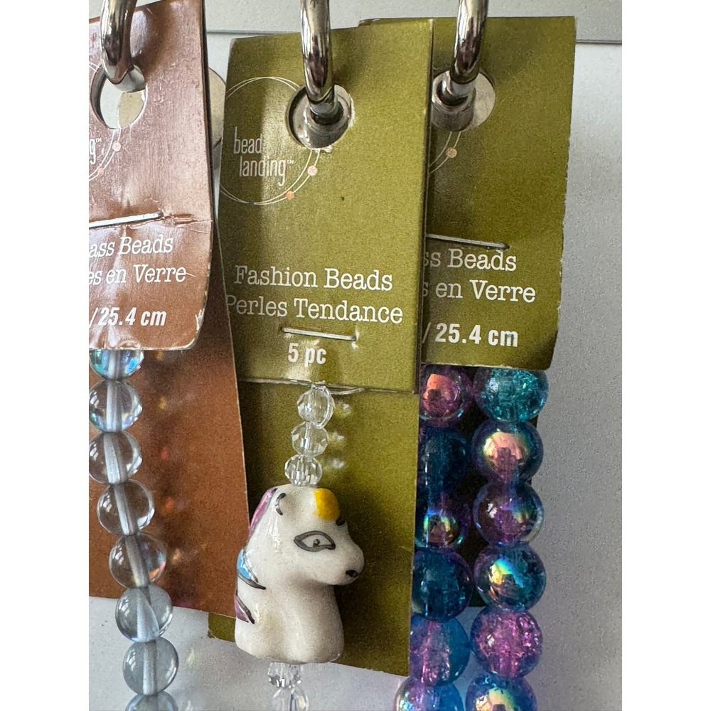 Bead Landing Glass Beads Bundle Unicorn Rainbow Iridescent Blue Purple 3 Strands - Picture 6 of 10